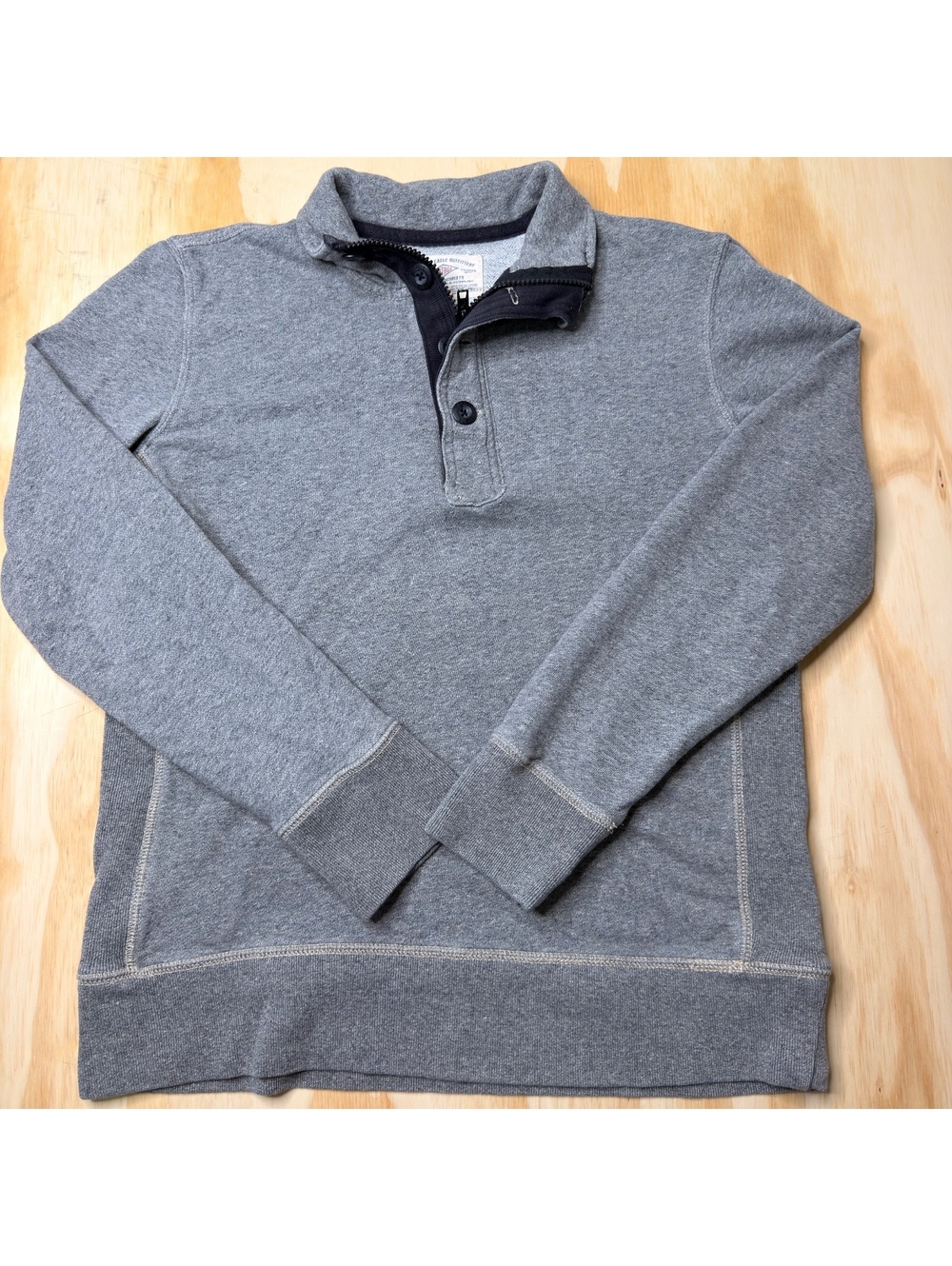 Mens Light Gray Fleece Henley Quarter Zip Sweater American Eagle Size S